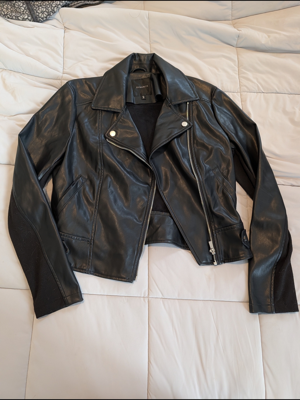 Blank NYC Black Faux Leather Asymmetrical Moto Jacket